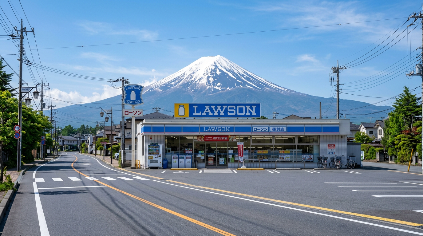Lawson convenience store with Mount Fuji view Kawaguchiko
