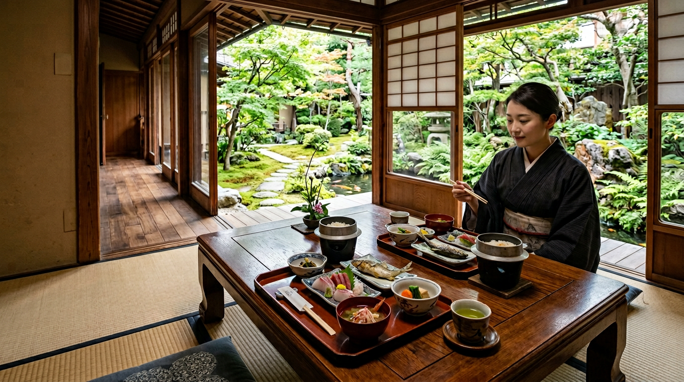 Traditional Japanese lunch Izu ryokan style