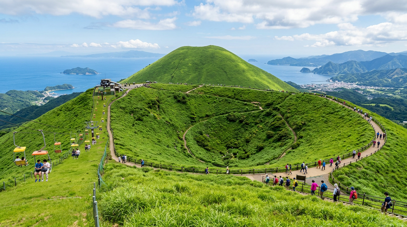 Mount Omuro grassy crater Izu Japan
