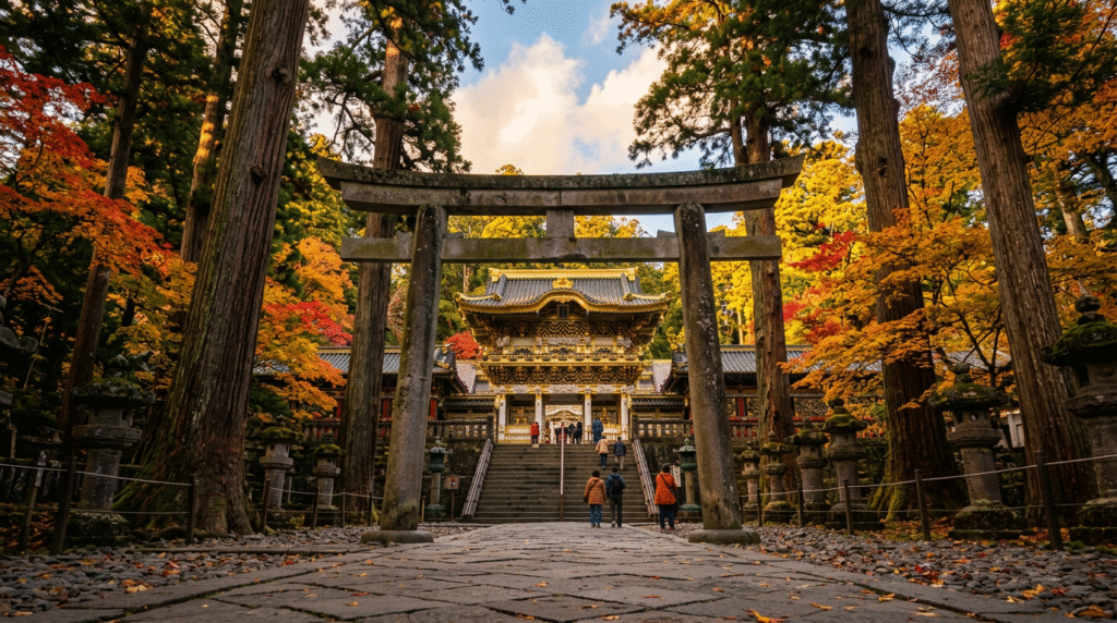 Nikko Toshogu Shrine gate in autumn