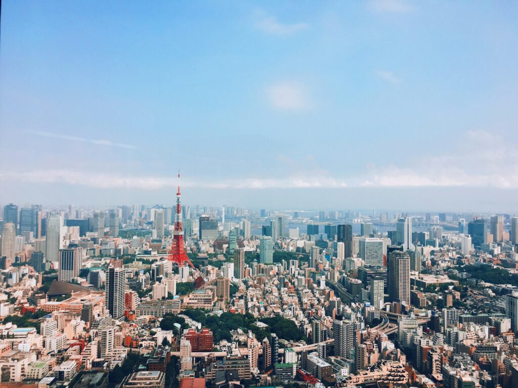 Aerial view of Tokyo skyline with Tokyo Skytree