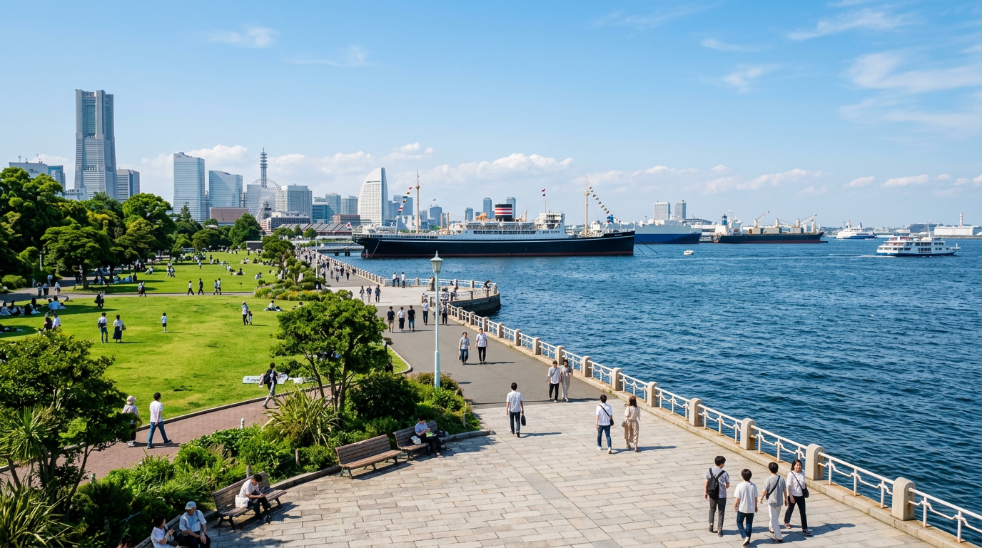 Yamashita Park Yokohama bay promenade